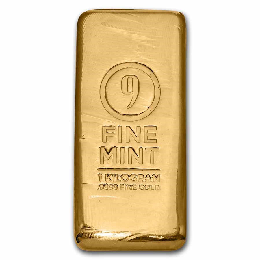1 Kilo Cast-Poured Gold Bar .9999 Fine 9Fine Mint 32.15 Oz