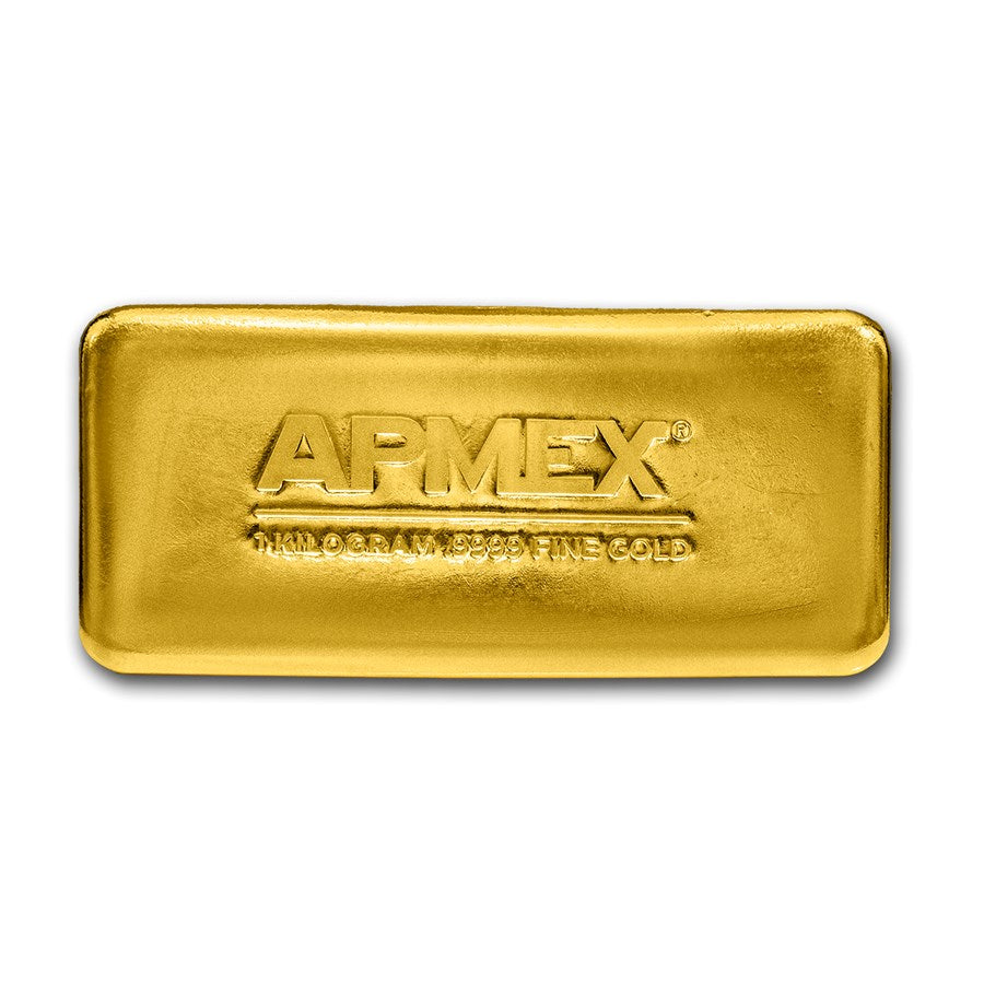 1 Kilo Cast-Poured Gold Bar 9Fine Mint .9999 Fine 32.15 Oz