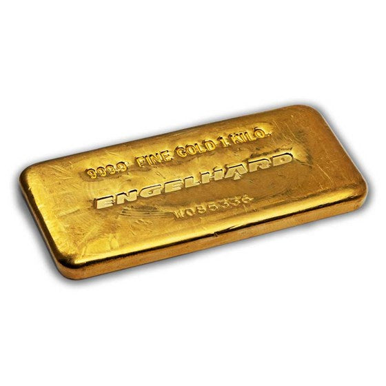 1 Kilo Gold Bar Engelhard Poured W Prefix 32.15 Oz