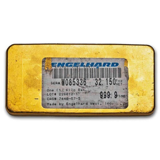 1 Kilo Gold Bar Engelhard Poured W Prefix 32.15 Oz