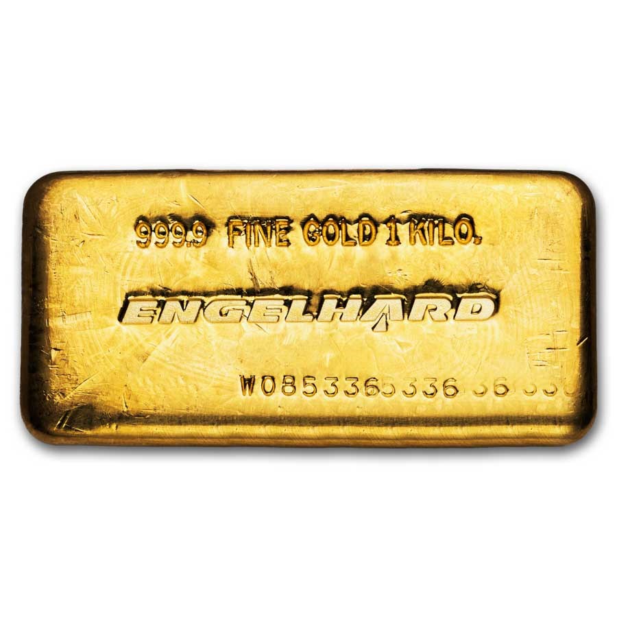 1 Kilo Gold Bar Engelhard Poured W Prefix 32.15 Oz