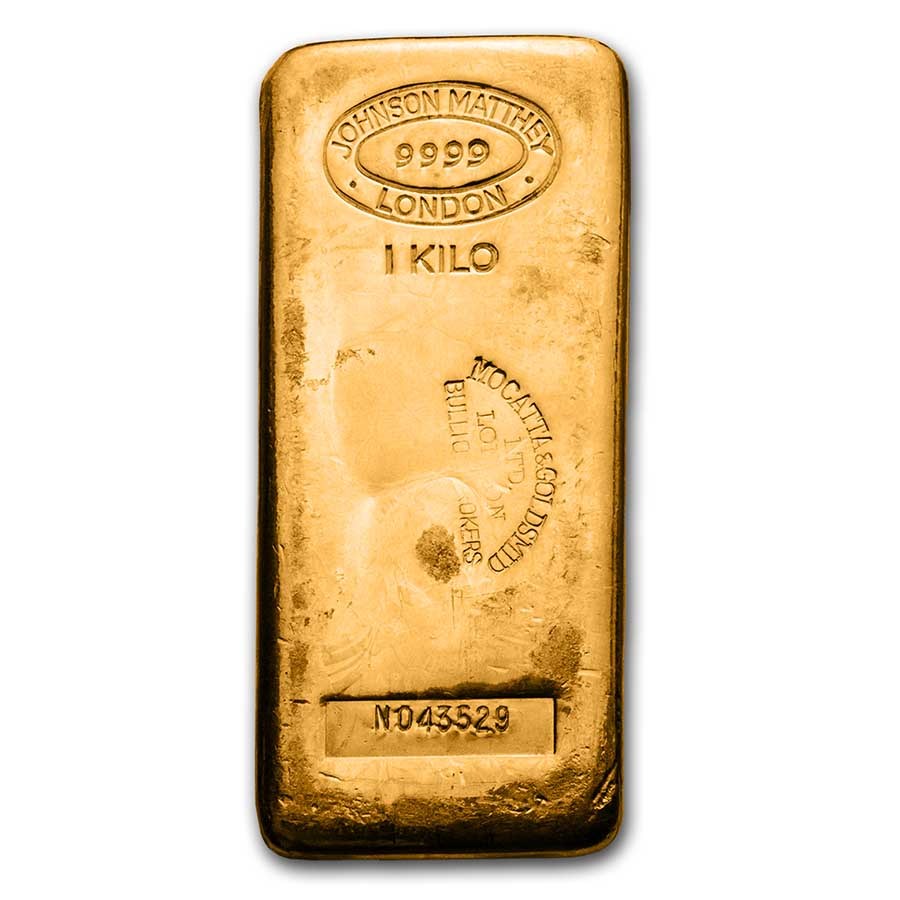 1 Kilo Gold Bar Johnson Matthey-London Mocatta & Goldsmid .999 Fine 32.15 Oz