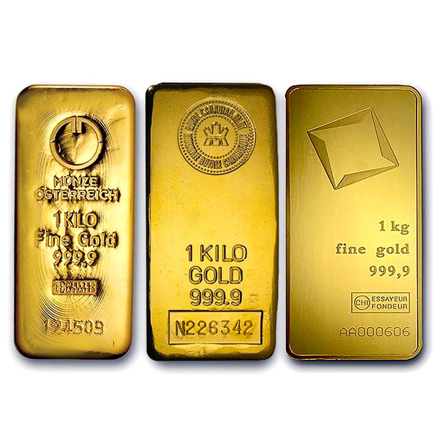 1 Kilo Gold Bar .9999 Fine Various Mints 32.15 Oz