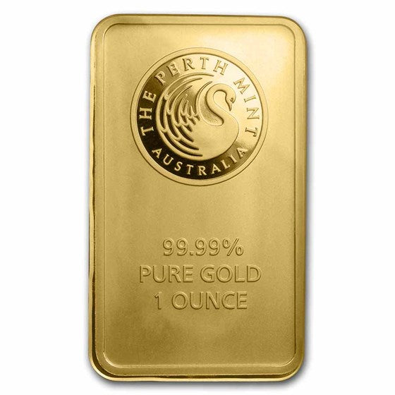 1 oz Gold Bar Perth Mint Swan .9999 Fine In Assay
