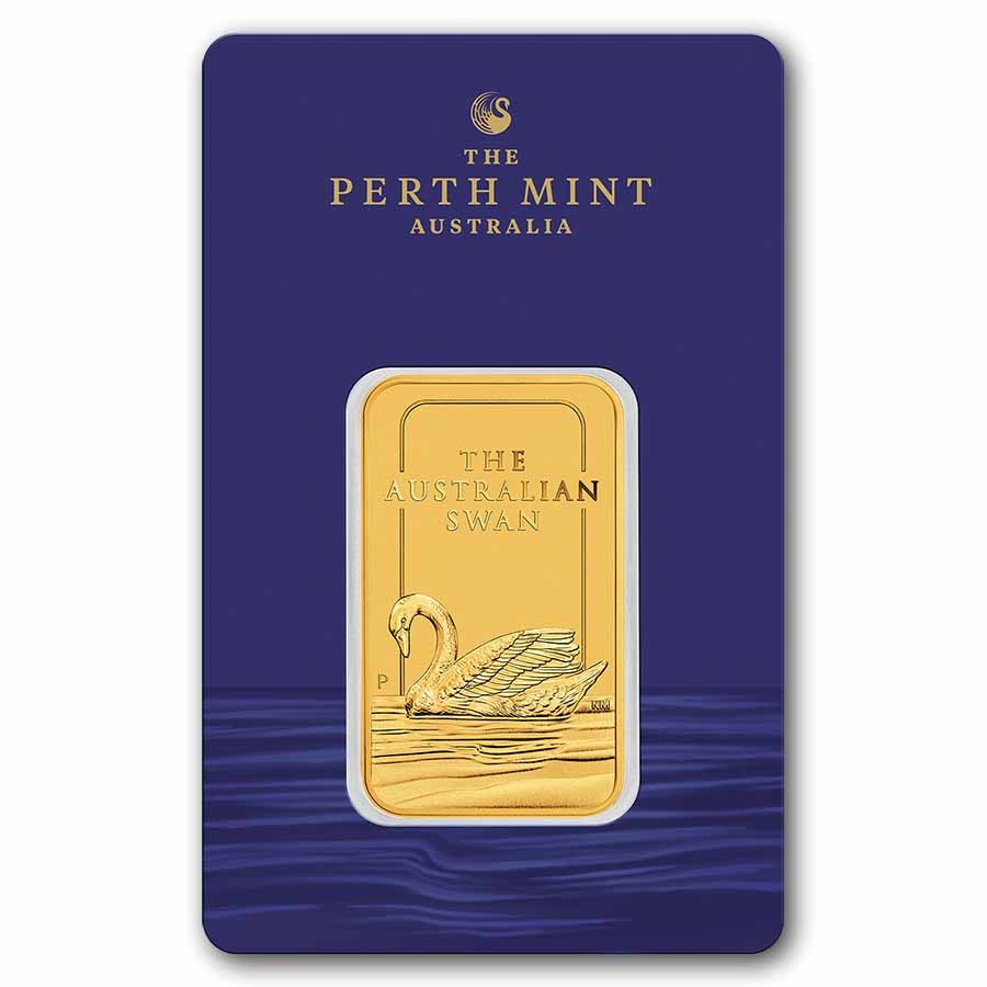 1 oz Gold Bar Perth Mint Swan In Assay .9999 Fine