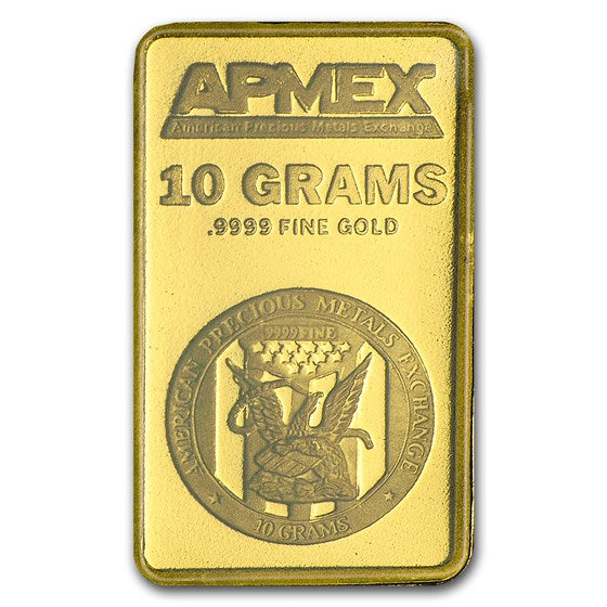 10 Gram Gold Bar APMEX .9999 Fine TEP 0.3215 Oz