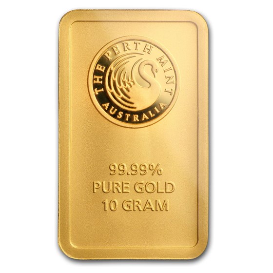 10 Gram Gold Bar Perth Mint .9999 Fine In Assay 0.3215 Oz