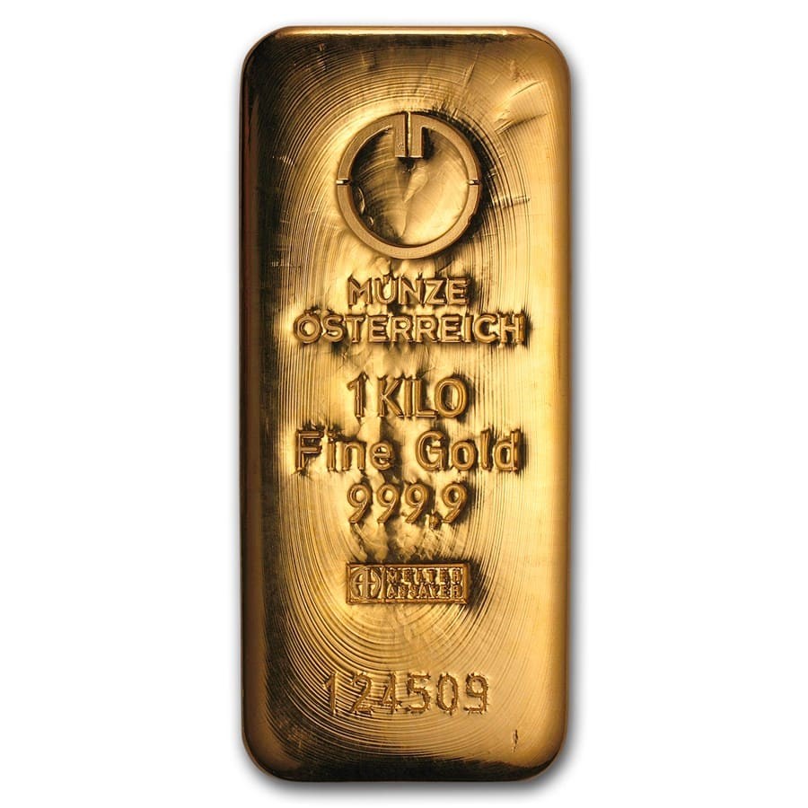 1000 Gram Gold Bar Austrian Mint Cast .9999 Fine 32.15 Oz