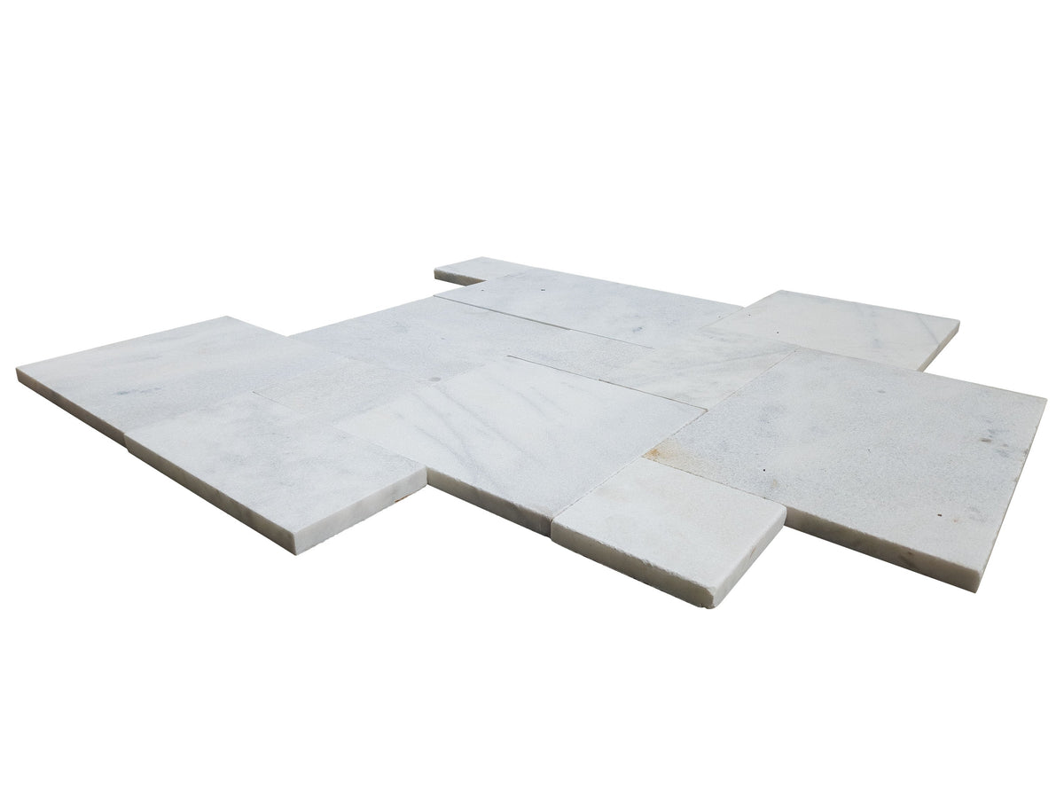 Turkish Carrara White Marble Sand-Blasted Pavers