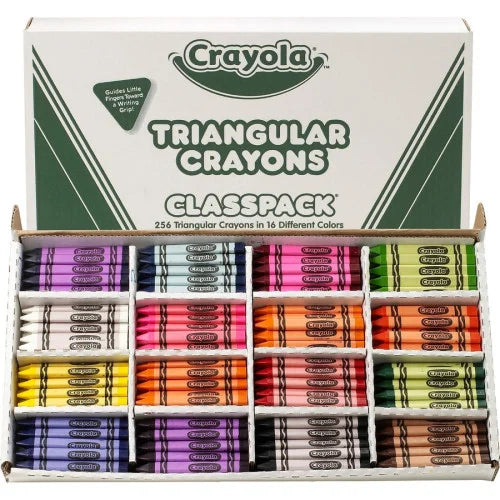 Crayola Triangular Anti-roll Crayons Black, Blue, Blue Violet, Brown, Carnation Pink, Green, Orange, Red, Red Orange, Red Violet, Violet, ... - 256 / Box (528039)