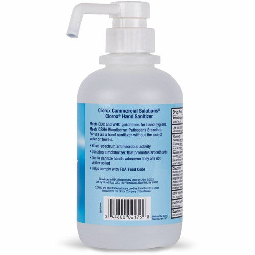 Clorox Commercial Solutions Hand Sanitizer 16.91 fl oz - Pump Bottle Dispenser - Kill Germs - Hand - Moisturizing - Clear - Non-sticky, Non-greasy - 12 / Carton (02176CT)