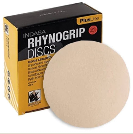Indasa 6" Solid Sanding Discs – Rhynogrip Plus Line, Hook & Loop, 40–1000 Grit (1061 Series)