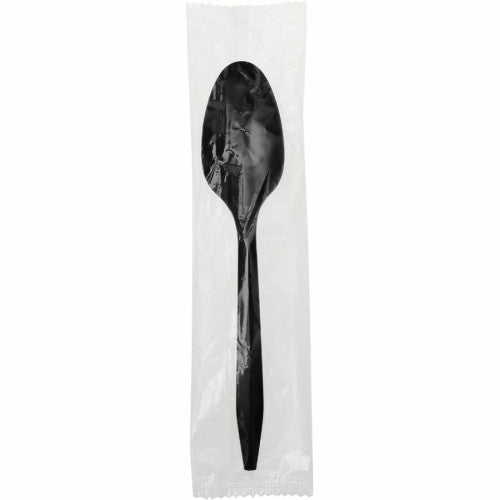 Genuine Joe Medium-weight Individually Wrapped Teaspoons Teaspoon - Breakroom - Disposable - Black - 1000 / Carton (GJO18478)