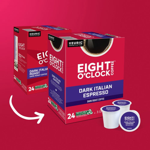 Eight O'Clock® K-Cup Dark Italian Espresso Coffee Compatible with Keurig Brewer - Dark - K-Cup - Italian Roast, Arabica - 24 / Box (0631)