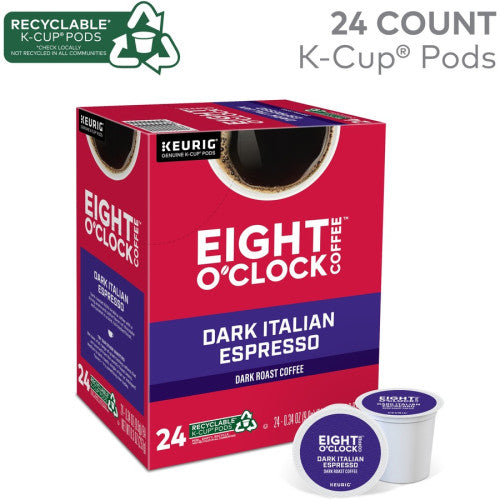 Eight O'Clock® K-Cup Dark Italian Espresso Coffee Compatible with Keurig Brewer - Dark - K-Cup - Italian Roast, Arabica - 24 / Box (0631)