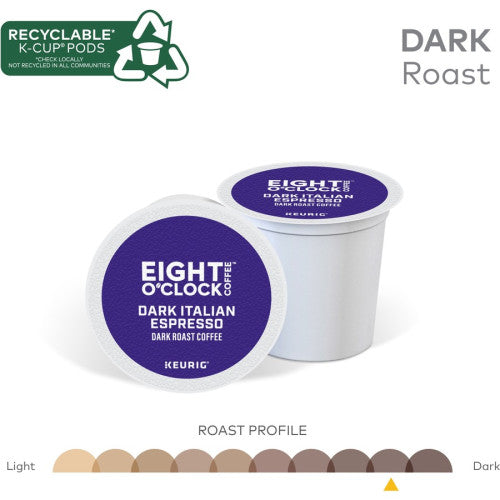 Eight O'Clock® K-Cup Dark Italian Espresso Coffee Compatible with Keurig Brewer - Dark - K-Cup - Italian Roast, Arabica - 24 / Box (0631)