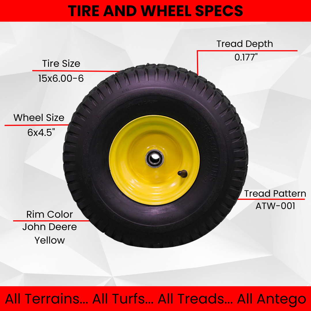 15x6.00-6 Tires & Wheels 4 Ply for Lawn & Garden Mower Turf Tires .75" Bearing (Set of 4)