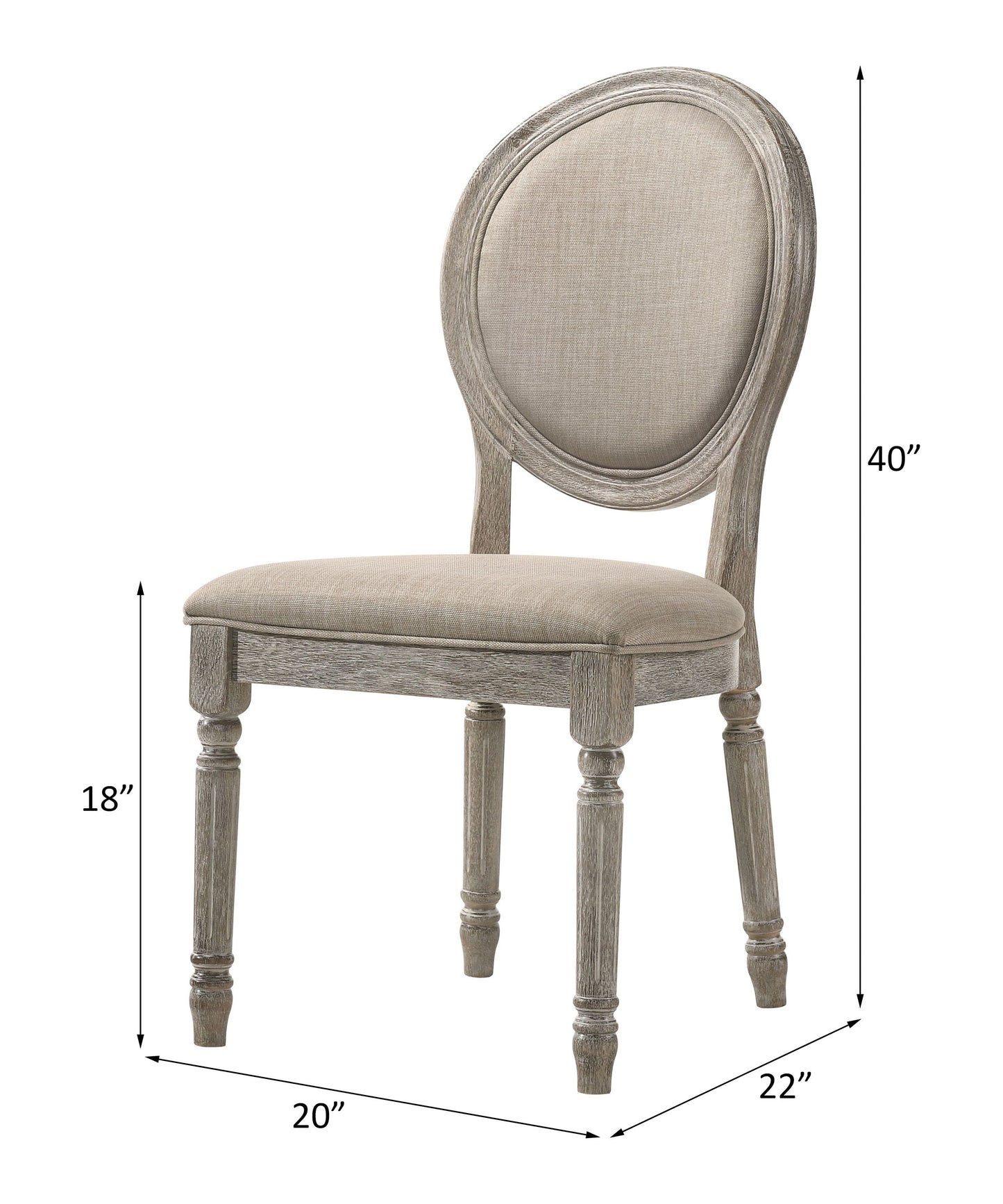 Faustine - Side Chair (Set of 2) - Tan Fabric & Salvaged Light Oak