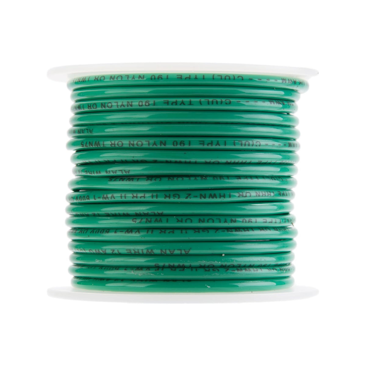 12 AWG Gauge Solid THHN Wire, 100 ft Length, Green, 0.119" Diameter, 600 Volts, Building Wire