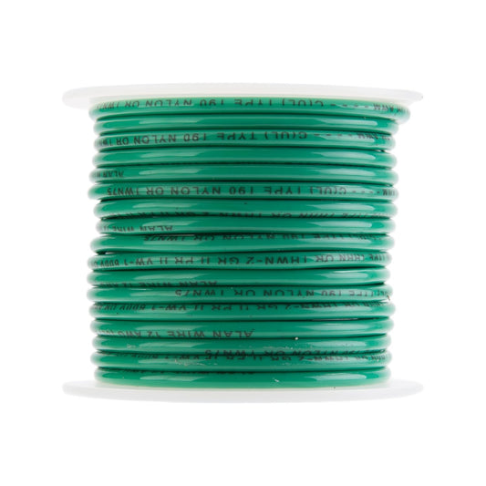 12 AWG Gauge Solid THHN Wire, 100 ft Length, Green, 0.119" Diameter, 600 Volts, Building Wire