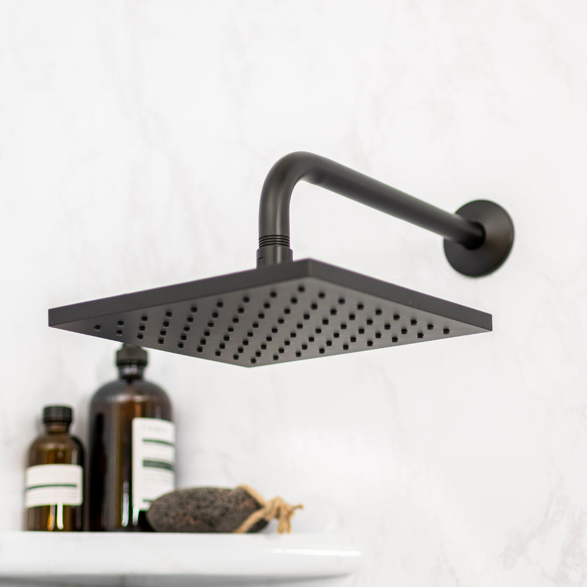 12 in. L-Shaped Shower Head Extension Arm (Black Finish)