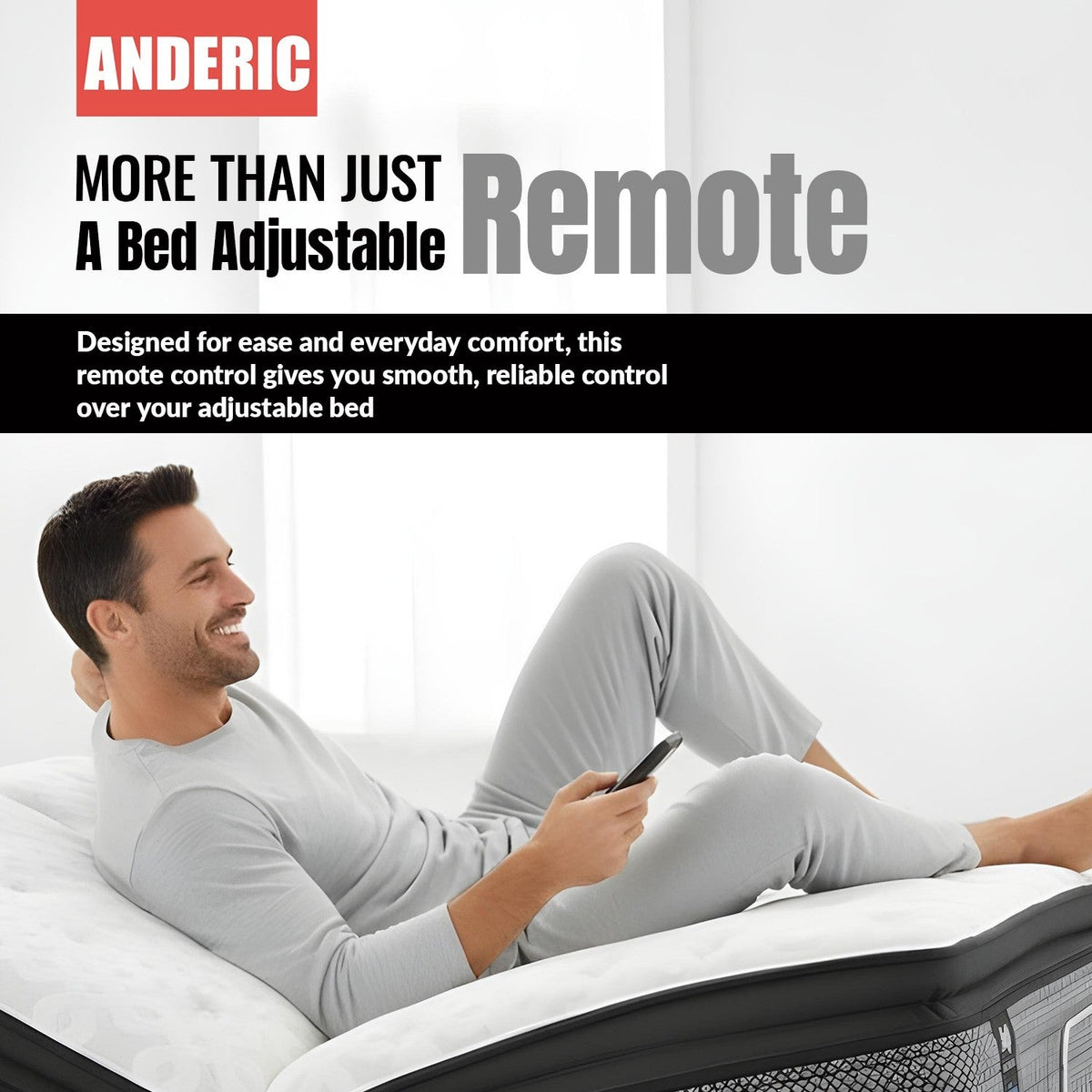 Anderic Substitute For Sealy RF368B EASE ERGO 2.0/3.0 Adjustable Bed Remote Control - JLDK.30.03.20 [RR399A]