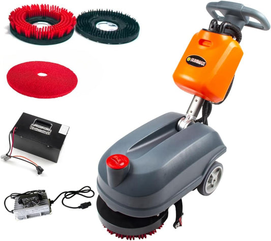 14" Commercial Compact Floor Scrubber Dryer Machine, 14500 sqft/h, 4-Gal Sewage Tank, 3.5 Hour Fast Charging Efficient Cleaning for Hard Floors | RT15+