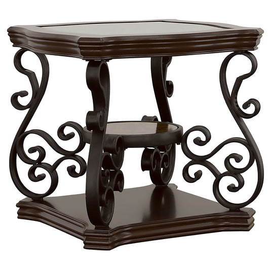 Laney 1-shelf Glass Top Square End Table Deep Merlot
