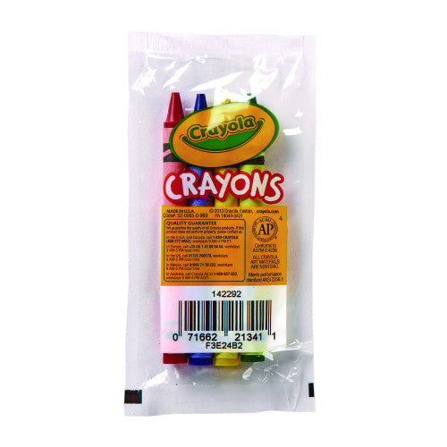 Crayola Classic Color Cello Pack Party Favor Crayons, 4 Colors/Pack, 360 Packs/Carton (520083)
