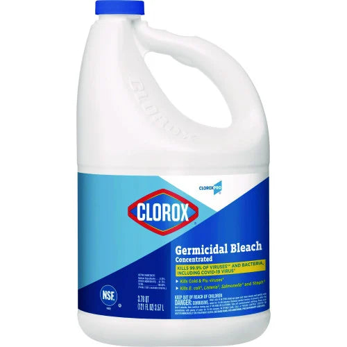 Clorox Concentrated Germicidal Bleach, Regular, 121 oz Bottle, 3/Carton (30966CT)