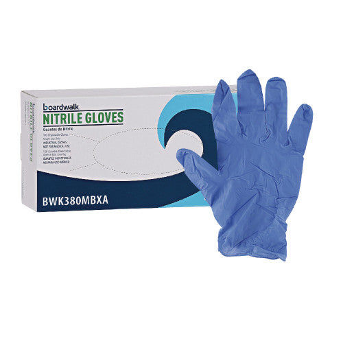 Boardwalk® Disposable Nitrile Gloves, 4 mil, Medium, Blue, 1000/CT (BWK380MCTA)