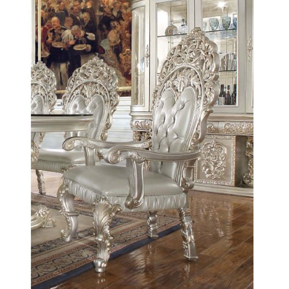 Sandoval - Arm Chair (Set of 2) - Beige Synthetic Leather & Champagne