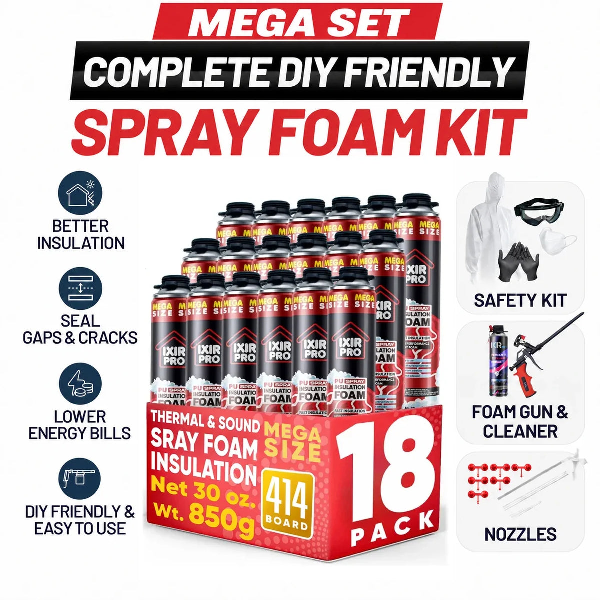 Complete DIY Closed - Cell Spray Foam Insulation Kit - Ixirpro