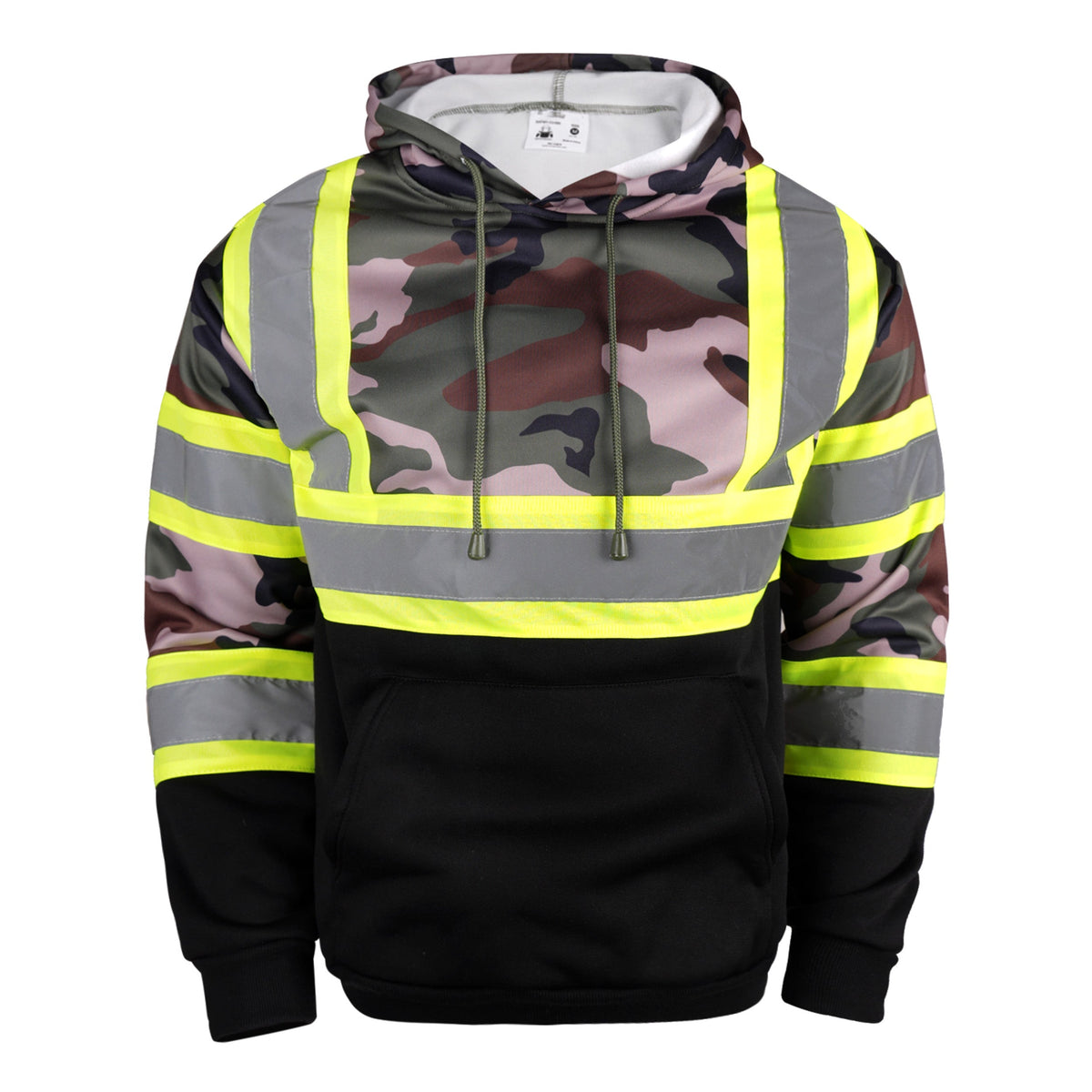 Color Block Pullover Hoodie with Reflective Stripes – Everyday Workwear