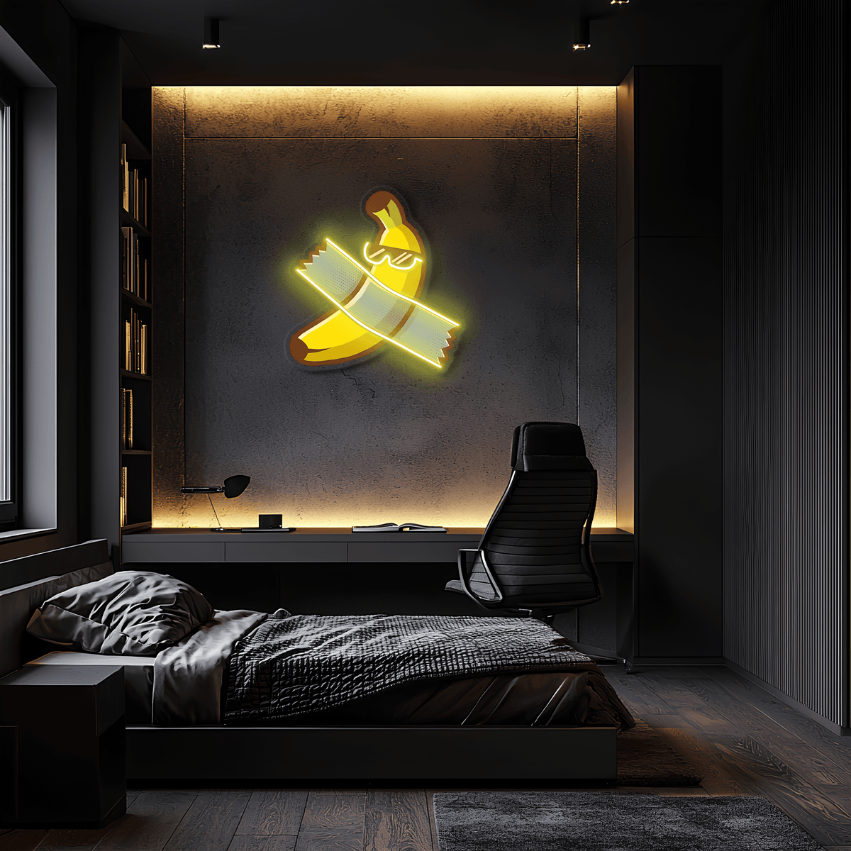 Handcrafted Banana Table Neon Sign - UV Print LED Wall Art Modern Home Bedroom Decor