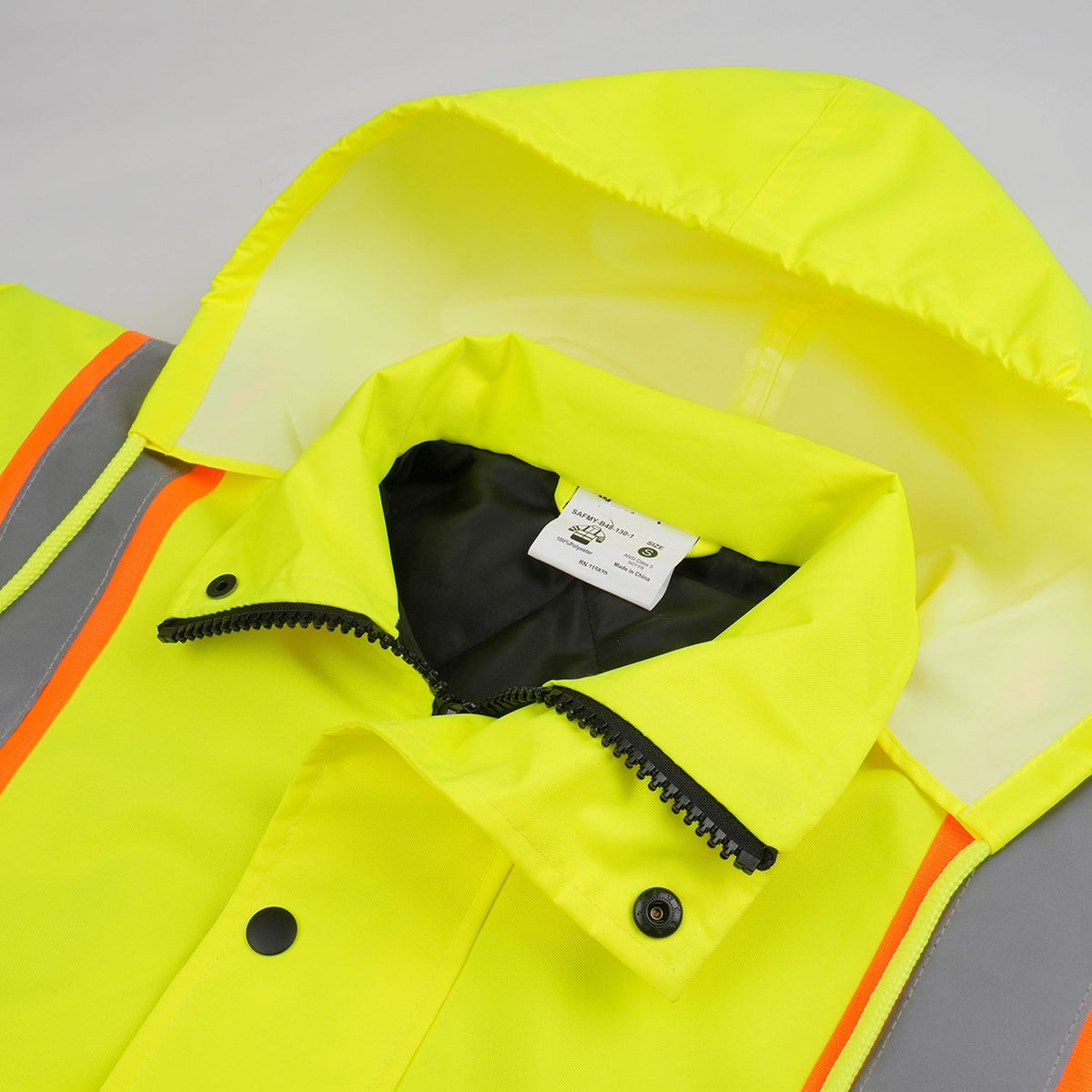Hi-Vis Class 3 2-Tone Reflective Parka Jacket with Hood and Front Pockets