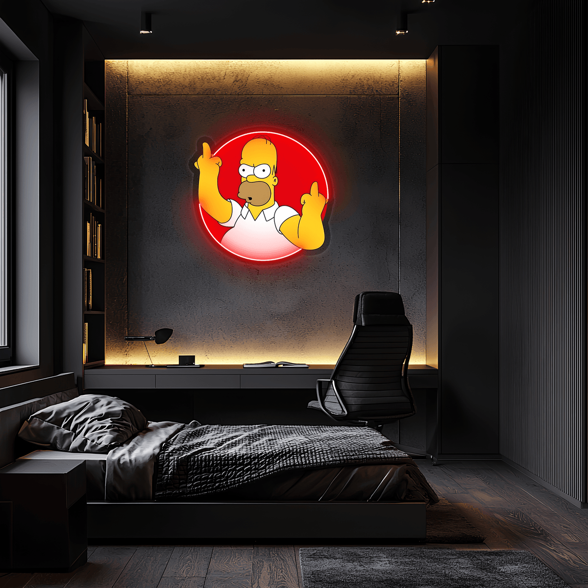 Homer Simpson Pop Culture Neon Sign - Hand Crafted UV Print Art