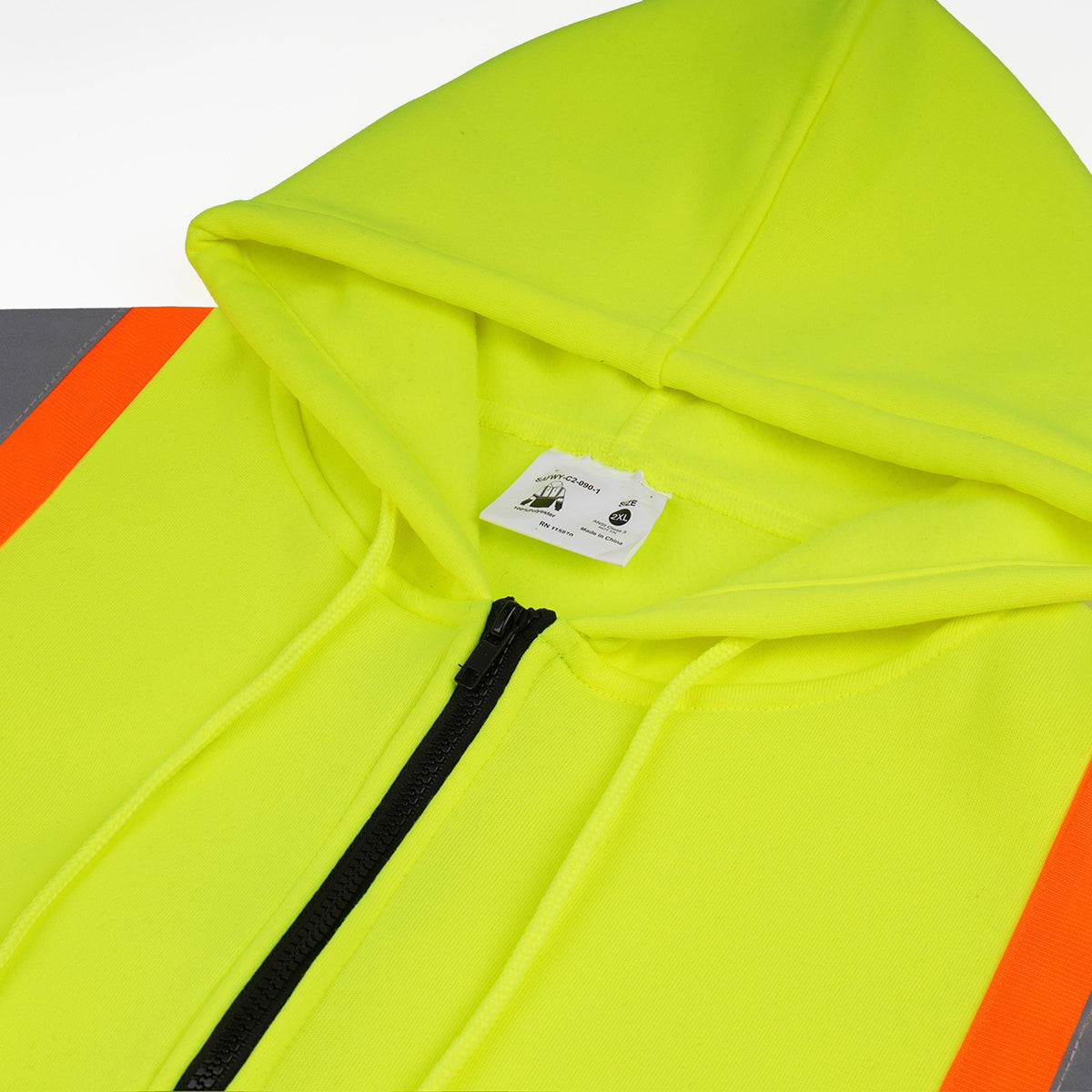 Hi-Vis Class 3 Color Block Zip-Up Hoodie with Reflective Stripes