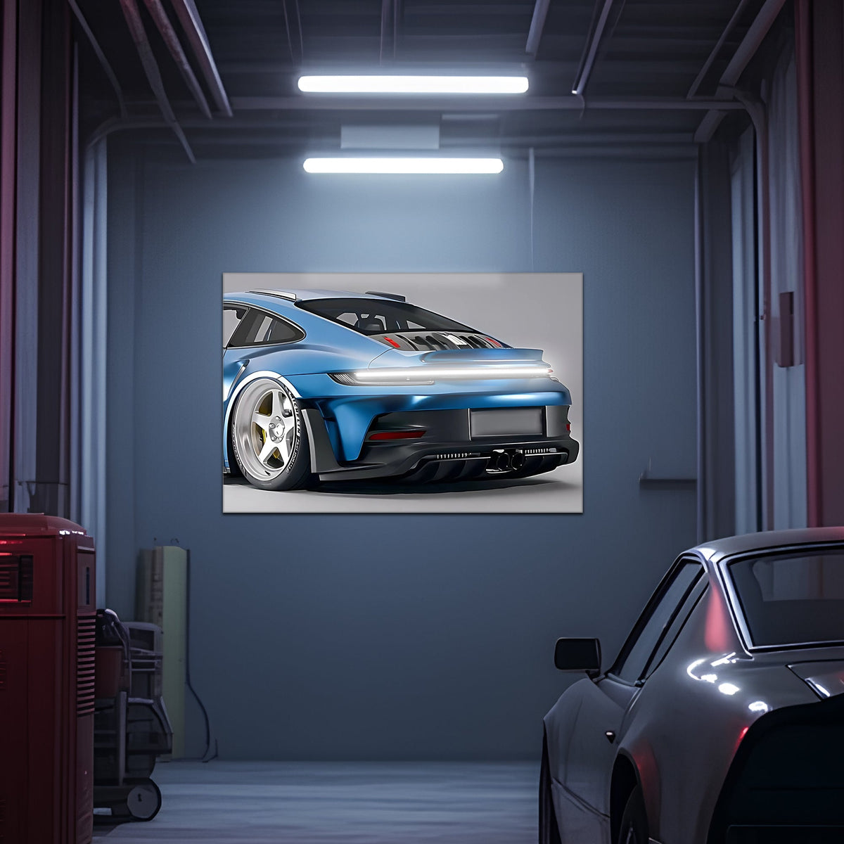 Neon LED Car Wall Art - Modern UV Printed Acrylic Garage Sign