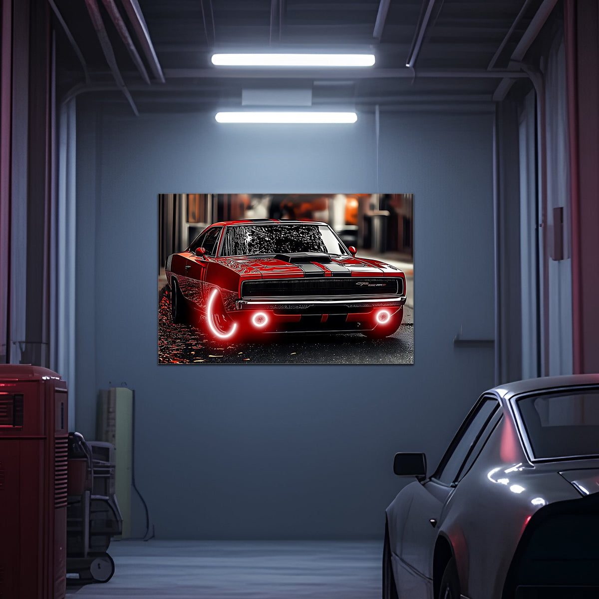 Neon LED Car Wall Art Sign - UV Printed Acrylic Garage Office Decor for Man Cave