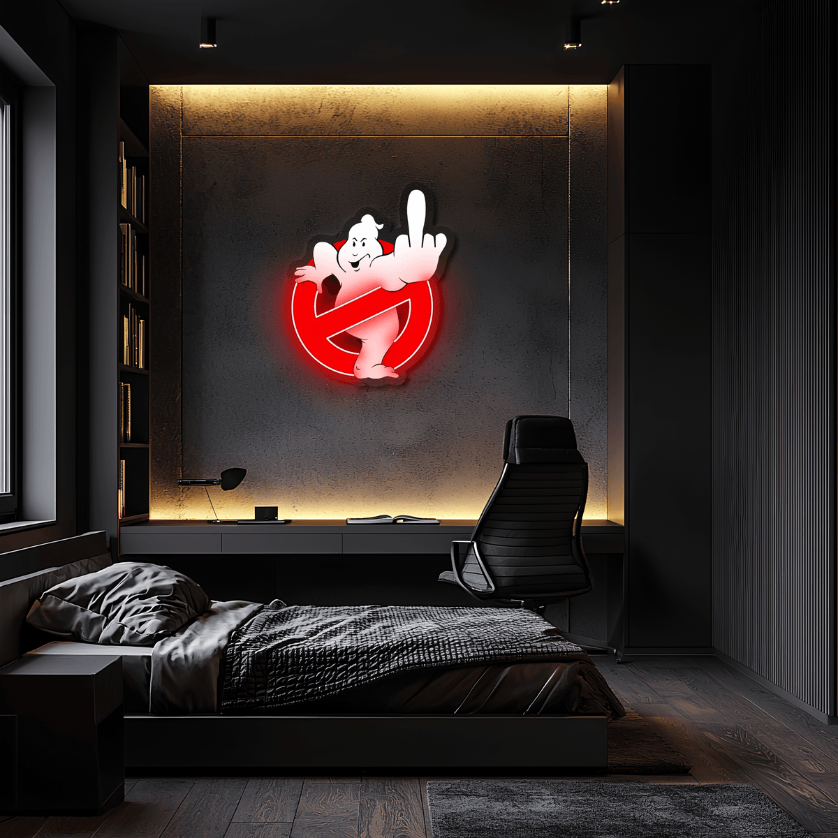 Neon Wall Art Sign Ghostbusters - Handcrafted LED UV Print Clear Acrylic Light
