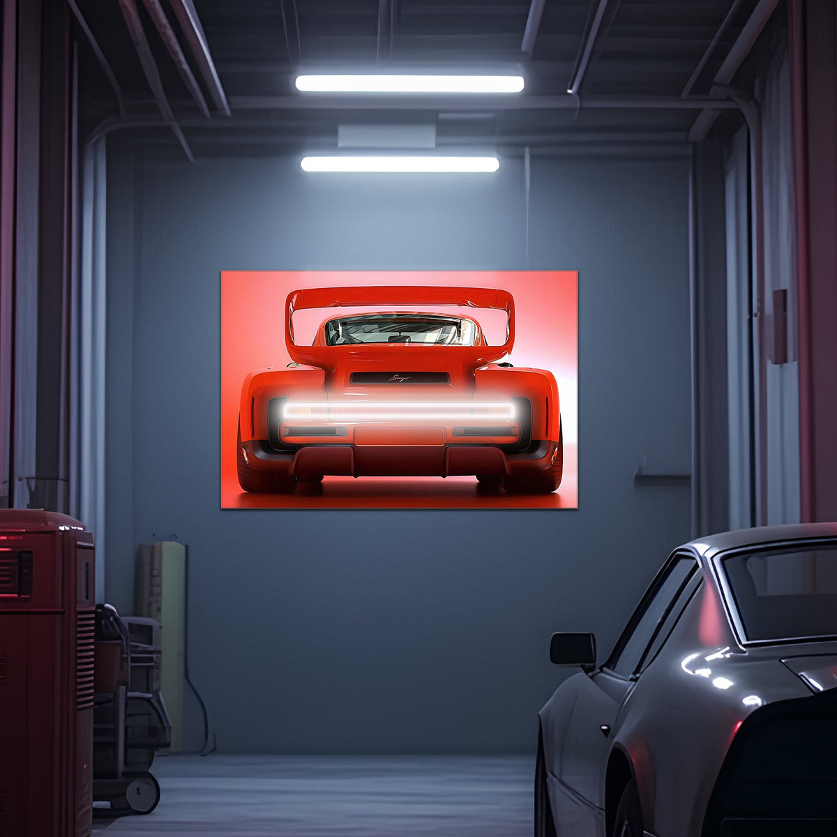 Car Neon LED Wall Art Sign With Glowing Lights UV Printed Acrylic Design Garage Decor