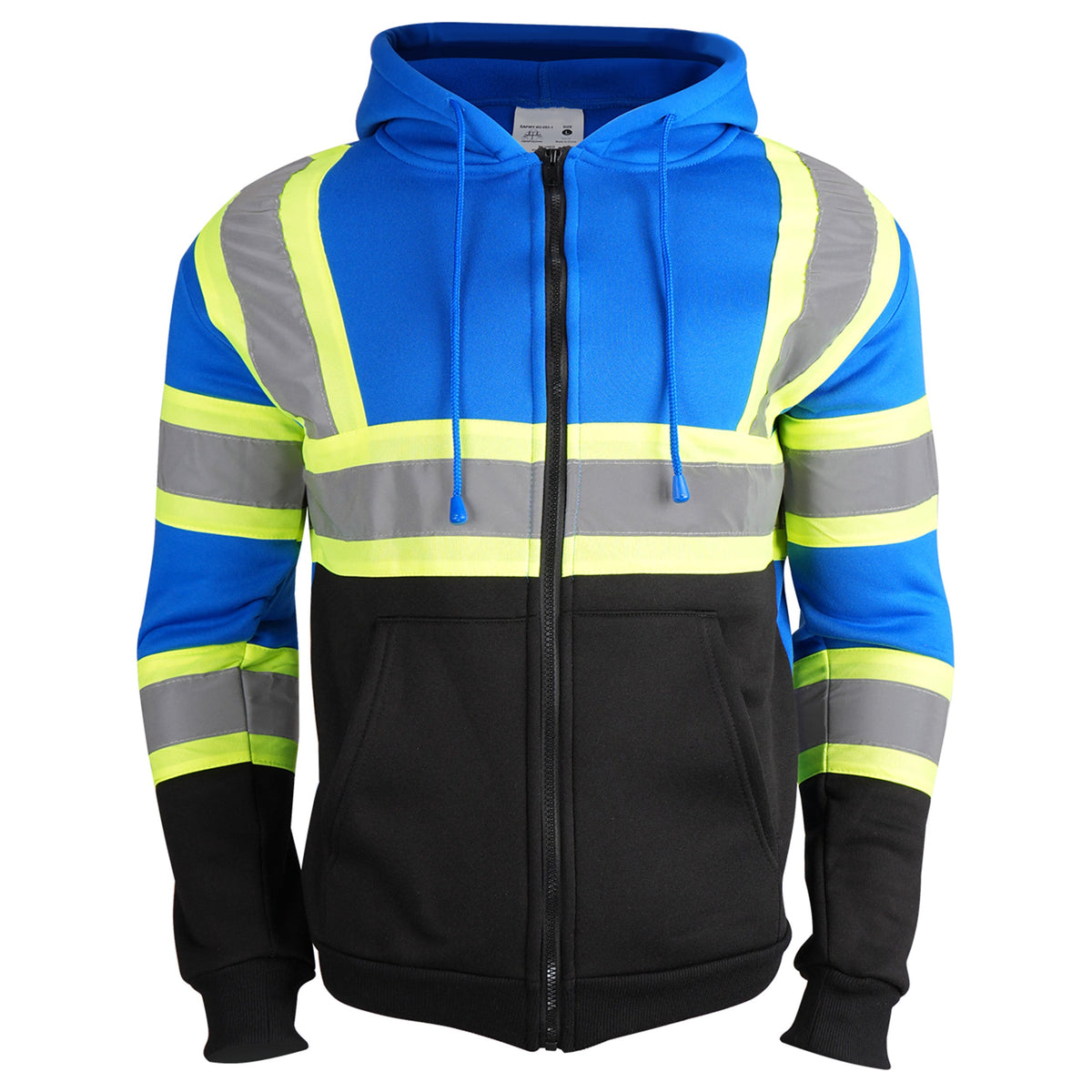 Color Block Zip-Up Hoodie with Reflective Stripes – Everyday Workwear