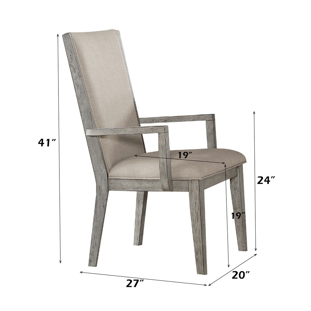Rocky - Arm Chair (Set of 2) - Fabric & Gray Oak