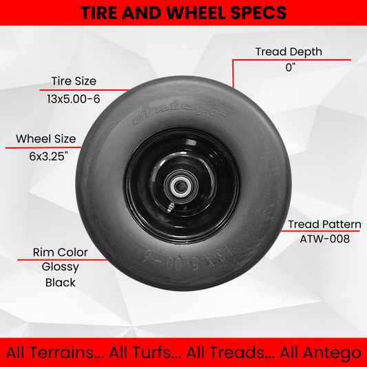13x5.00-6 Black No Flat Front Solid Tire Puncture Proof Assembly (Qty: 1) Replaces Ferris, Snapper Pro, Scag, Toro, Exmark, and Wright