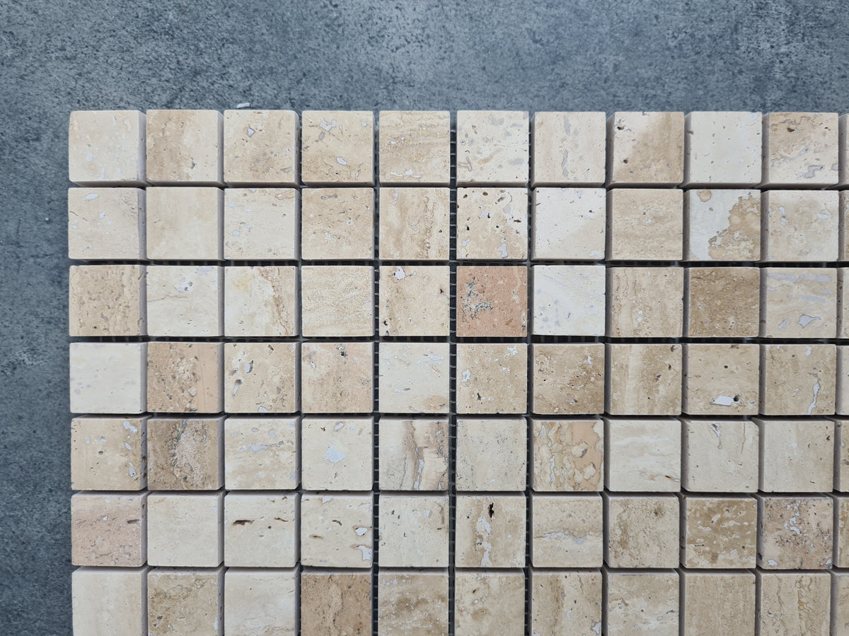 Patara 12" x 12" Honed Travertine Mesh-Mounted Mosaic Tile