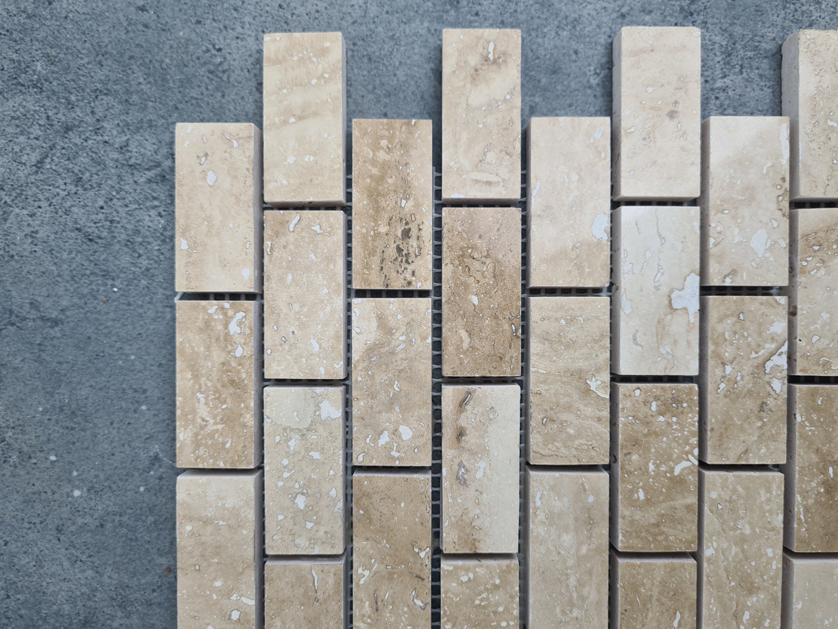 Patara 12" x 12" Honed Travertine Mesh-Mounted Mosaic Tile