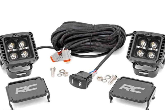 2-Inch Square Cree LED Lights - (Pair | Black Series w/ Amber DRL)