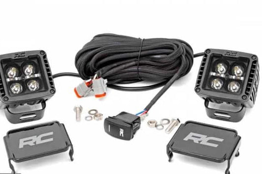 2-Inch Square Cree LED Lights - (Pair | Black Series w/ White DRL)