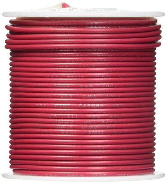 20 AWG Gauge Solid Hook Up Wire, 100 ft Length, Red, 0.0320" Diameter, UL1007, 300 Volts